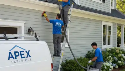 Professional gutter cleaning service on Minneapolis, MN home exterior by Next Level Exteriors
