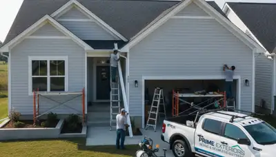 Seamless gutter installation on vinyl siding home in Minneapolis, MN by Next Level Exteriors
