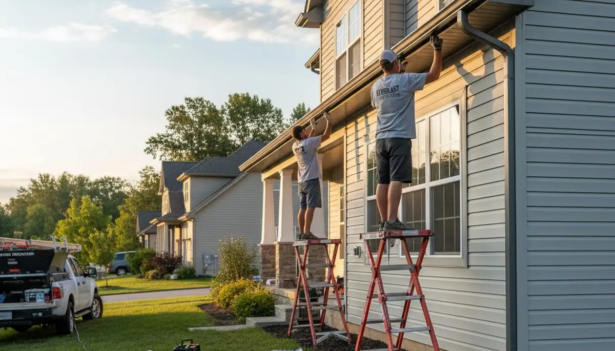 Seamless gutter installation on vinyl siding home in Minneapolis, MN by Next Level Exteriors