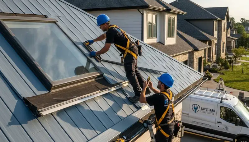 Professional skylight repair on vinyl siding home in Minneapolis, MN by Next Level Exteriors