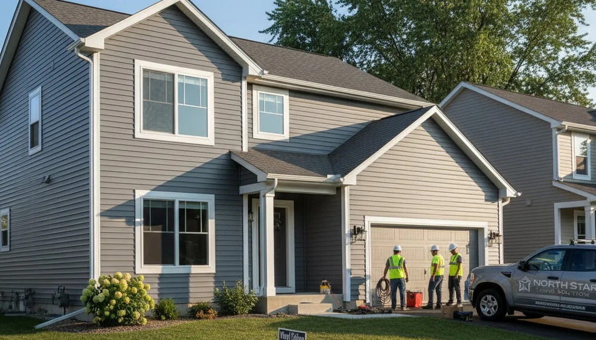 Vinyl siding installation on residential home exterior in Minneapolis MN by local siding contractors
