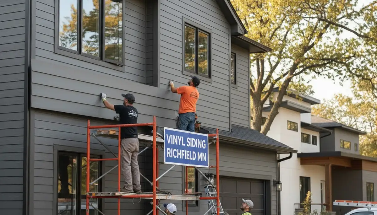 Vinyl siding installation on home exterior in Minneapolis MN by professional siding contractors