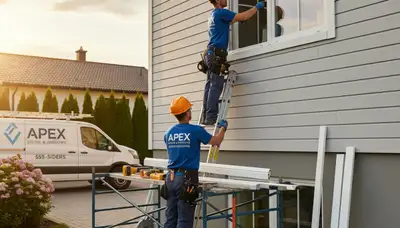 Technician repairing home window frame and vinyl siding in Minneapolis MN exterior service